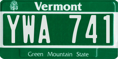 VT license plate YWA741