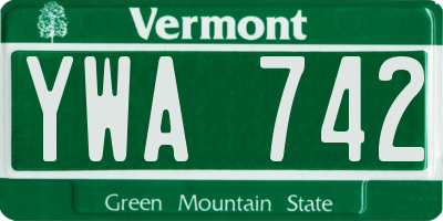 VT license plate YWA742