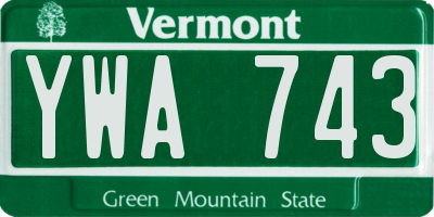 VT license plate YWA743