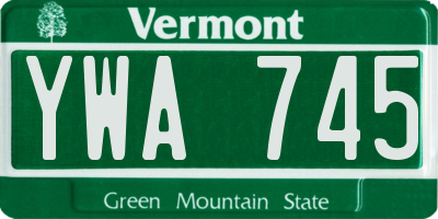 VT license plate YWA745