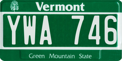 VT license plate YWA746