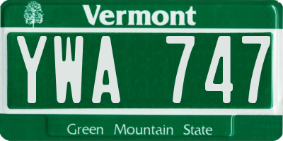 VT license plate YWA747