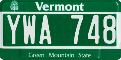 VT license plate YWA748