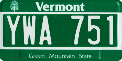 VT license plate YWA751