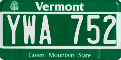 VT license plate YWA752