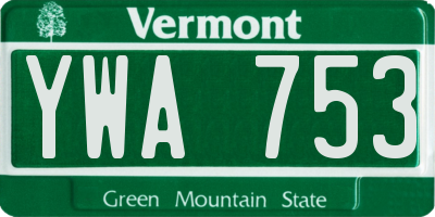 VT license plate YWA753