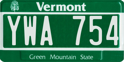 VT license plate YWA754