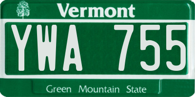 VT license plate YWA755