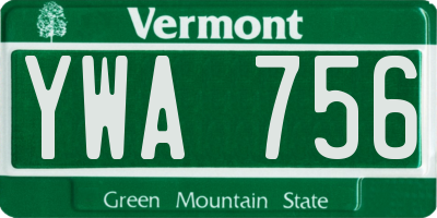 VT license plate YWA756