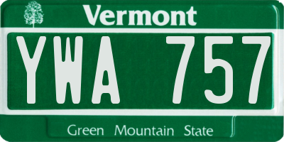 VT license plate YWA757