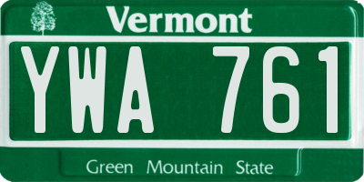 VT license plate YWA761