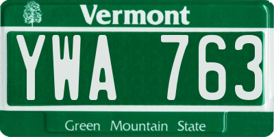 VT license plate YWA763