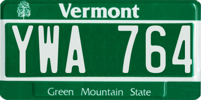 VT license plate YWA764