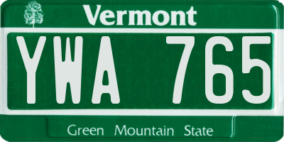 VT license plate YWA765