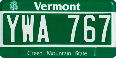 VT license plate YWA767