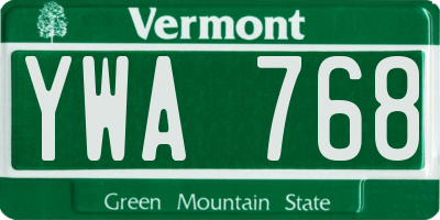VT license plate YWA768
