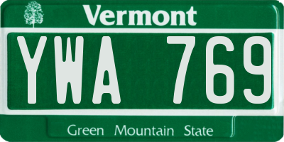 VT license plate YWA769