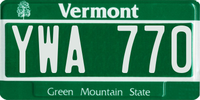 VT license plate YWA770