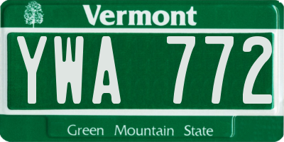 VT license plate YWA772