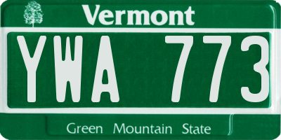 VT license plate YWA773