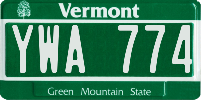 VT license plate YWA774