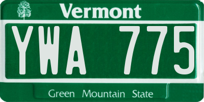 VT license plate YWA775