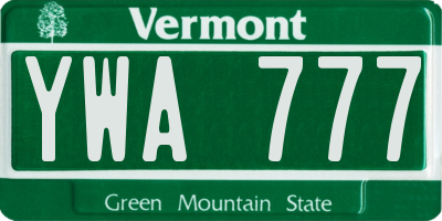 VT license plate YWA777