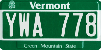 VT license plate YWA778