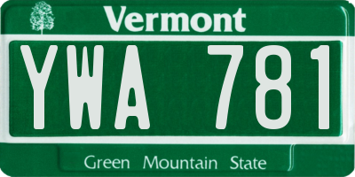 VT license plate YWA781