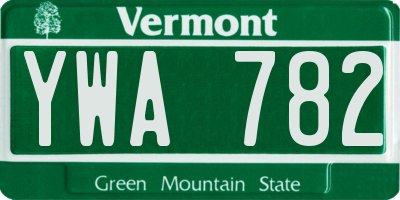 VT license plate YWA782