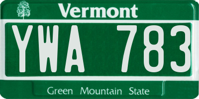 VT license plate YWA783