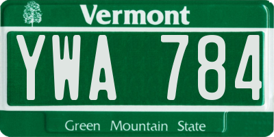 VT license plate YWA784