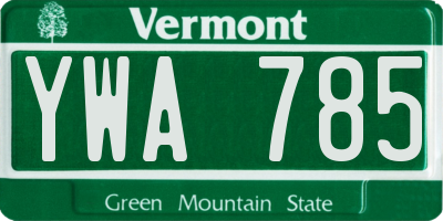 VT license plate YWA785