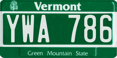 VT license plate YWA786