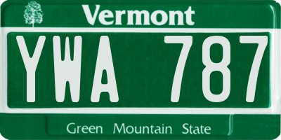 VT license plate YWA787