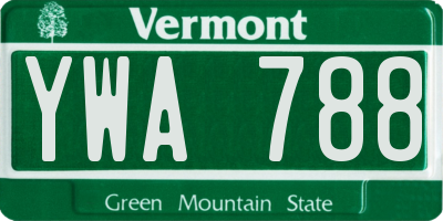 VT license plate YWA788