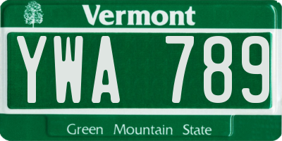 VT license plate YWA789