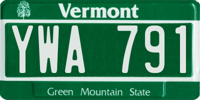VT license plate YWA791