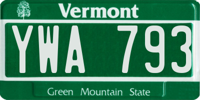 VT license plate YWA793