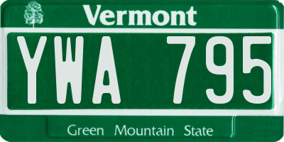 VT license plate YWA795
