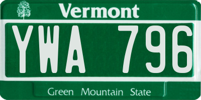 VT license plate YWA796