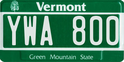 VT license plate YWA800