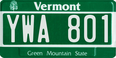 VT license plate YWA801
