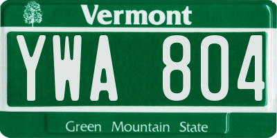 VT license plate YWA804