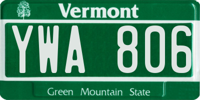 VT license plate YWA806