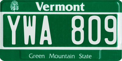 VT license plate YWA809