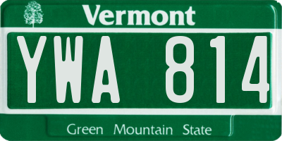 VT license plate YWA814