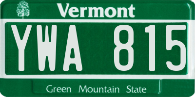 VT license plate YWA815