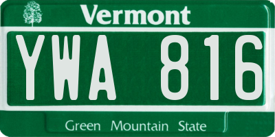 VT license plate YWA816