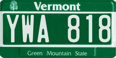 VT license plate YWA818